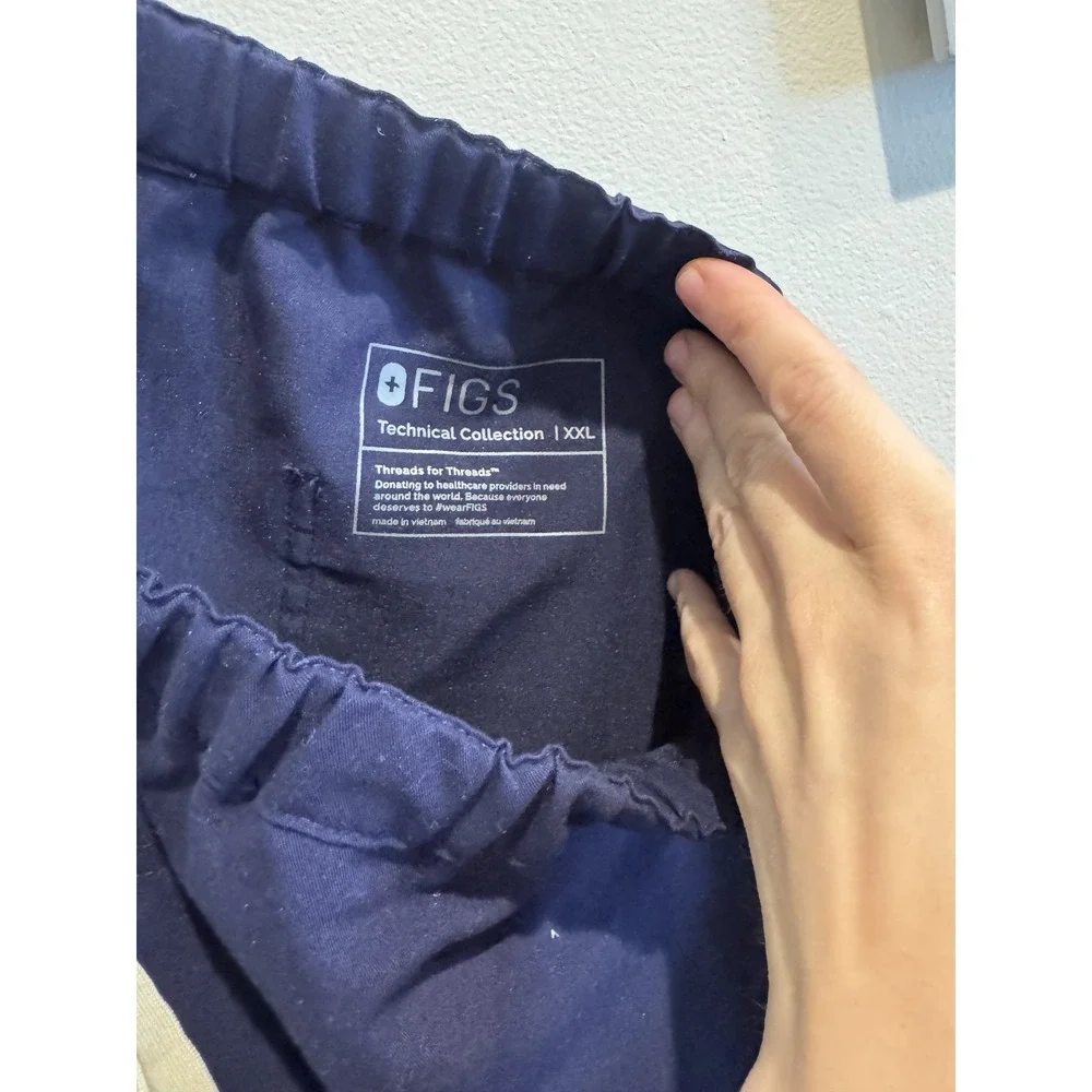 FIGS Technical Collection Pants Mens 2XL Navy Blue Drawstring Scrub Medical Work